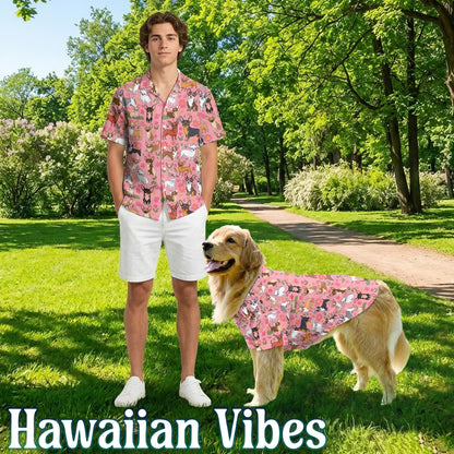 Floral Chihuahua Matching Dog Owner Hawaiian Shirts, Funny Pet Aloha Shirt for Beach Vacation - Azhawaiian