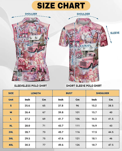 Pink Christmas Sleeveless Polo Shirt for Women | Azhawaiian