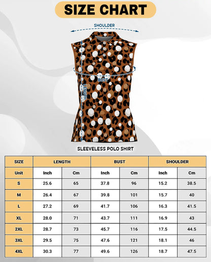 Leopard Polka Dot Print Sleeveless Polo Shirt for Women | Azhawaiian