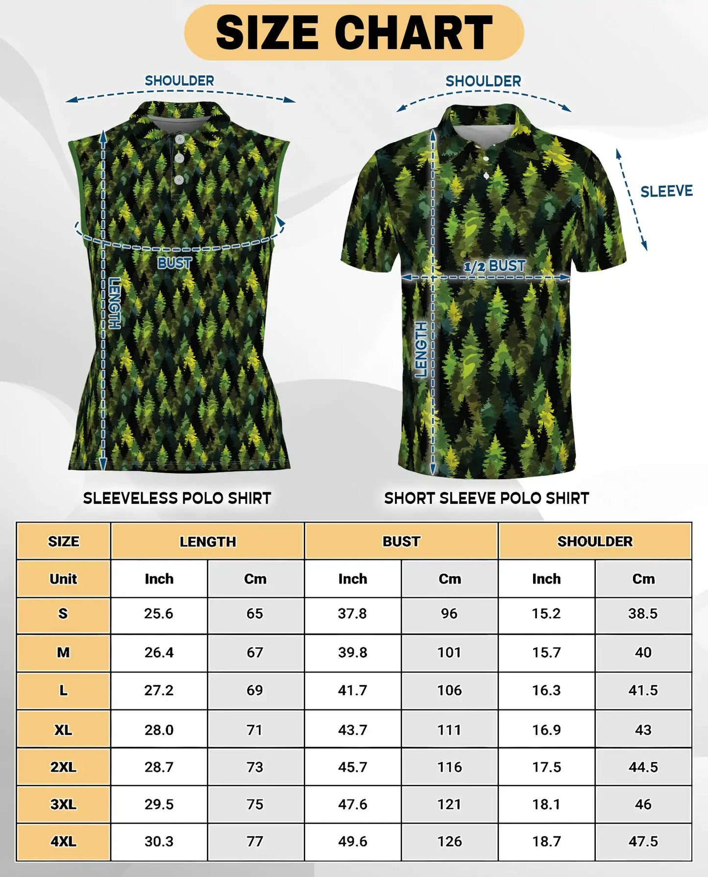 Pine Tree Pattern Sleeveless Polo Shirt for Women, Nature Outdoor Style | Azhawaiian