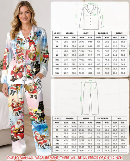 Musical Santa Christmas Pajama Set for Women – Holiday Music Print