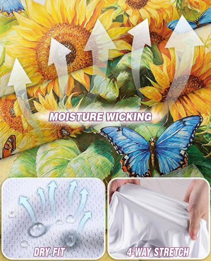 Sunflower Butterfly Sleeveless Polo Shirt for Women | Azhawaiian