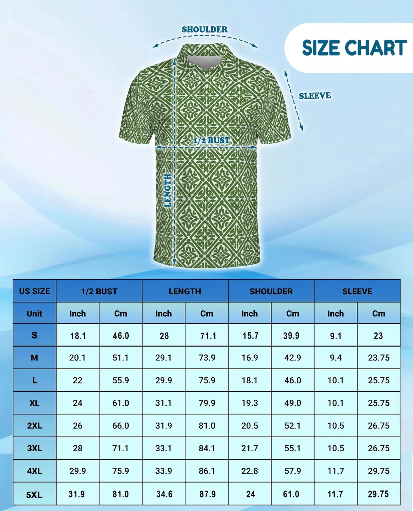 Green Geometric 3D Polo Shirt for Men, Summer Casual | Azhawaiian