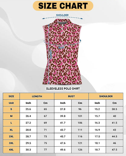 Pink Cheetah Print Sleeveless Polo Shirt for Women, Bold Animal Fashion Style | Azhawaiian