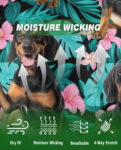 Doberman Tropical Polo Shirt, Floral Dog Print | Azhawaiian
