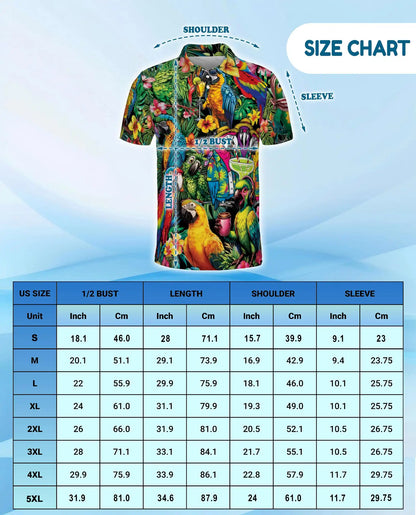 Tropical Parrot Polo Shirt, Colorful Island Style | Azhawaiian