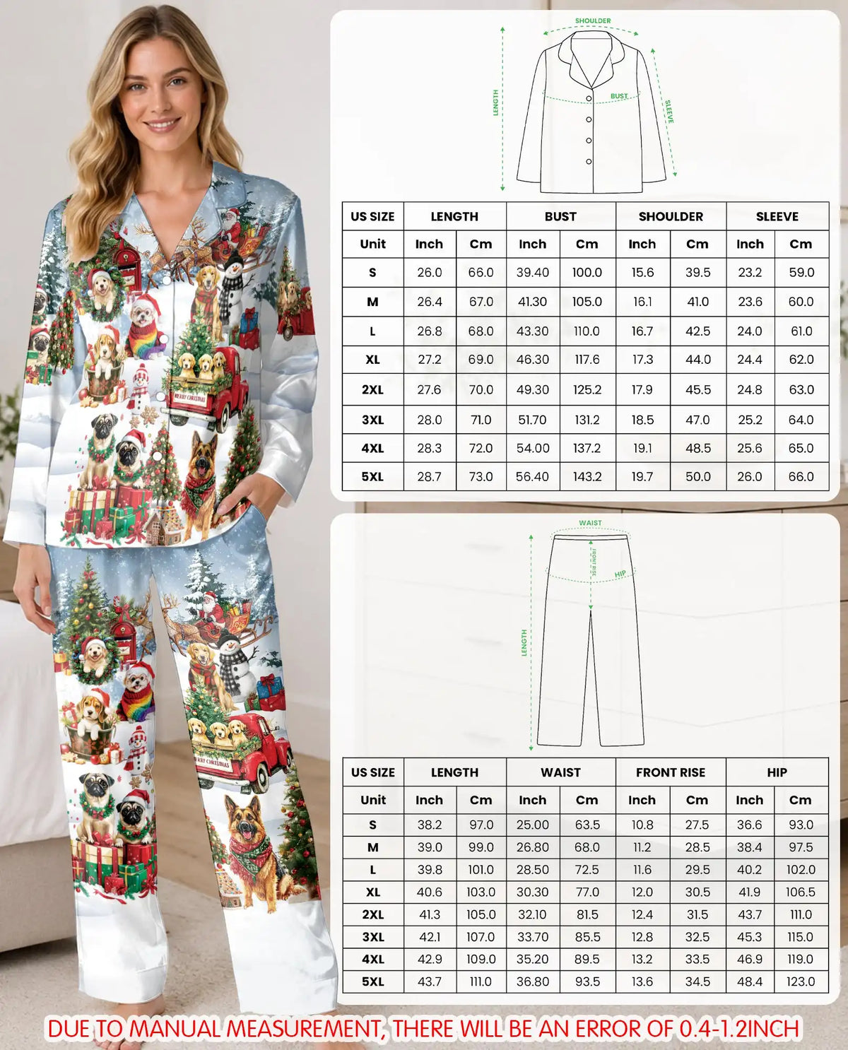 Christmas Dog Pajama Set for Women – Cute Puppy Holiday Print