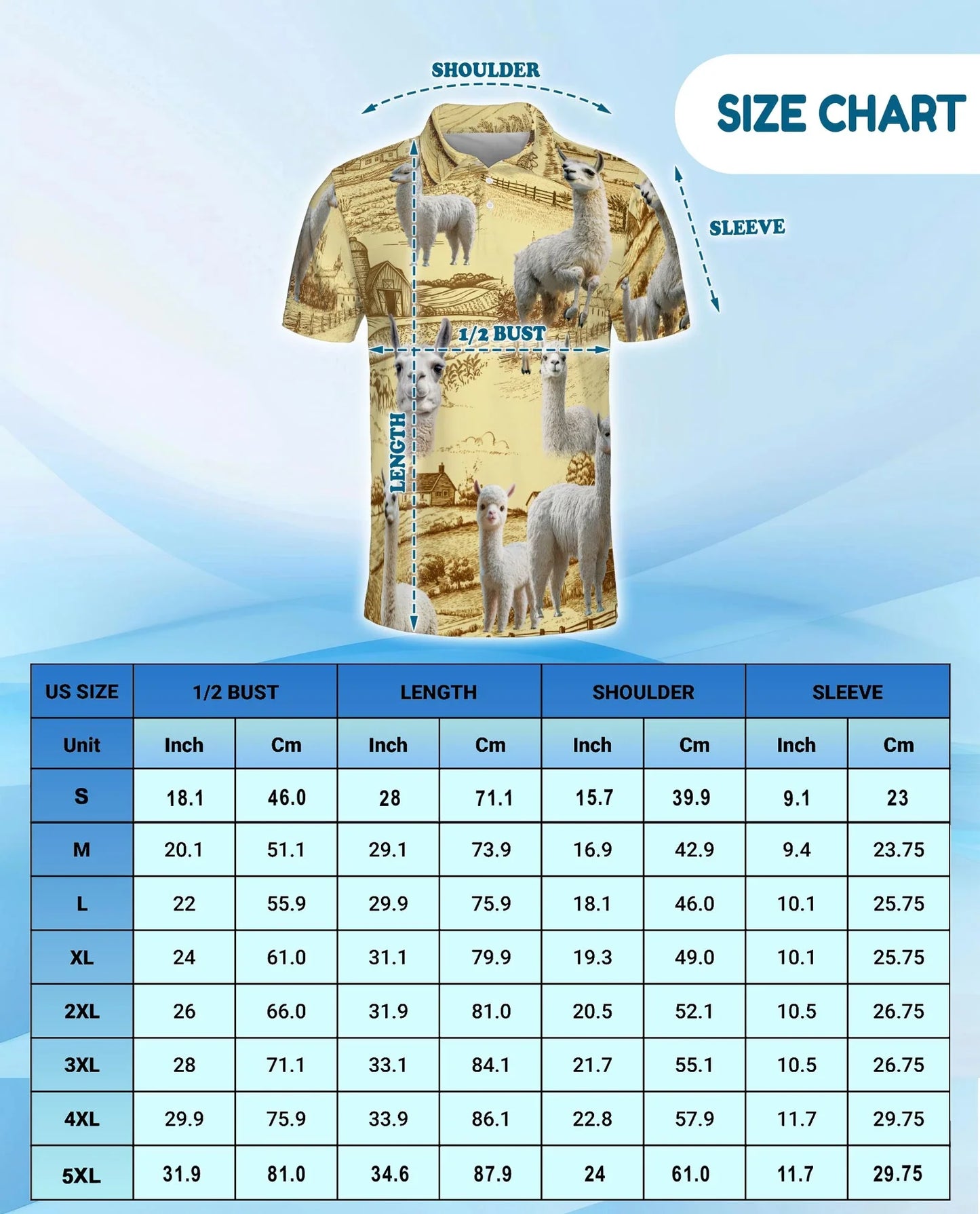 Llama Lovers Farm Polo Shirt for Men, Cute Alpaca Animal Style | Azhawaiian