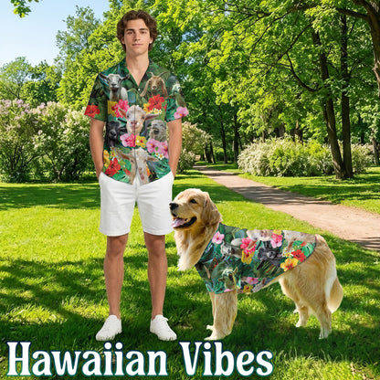 Happy Goat Matching Dog Owner Hawaiian Shirts, Funny Pet Aloha Shirt for Beach Vacation - Azhawaiian