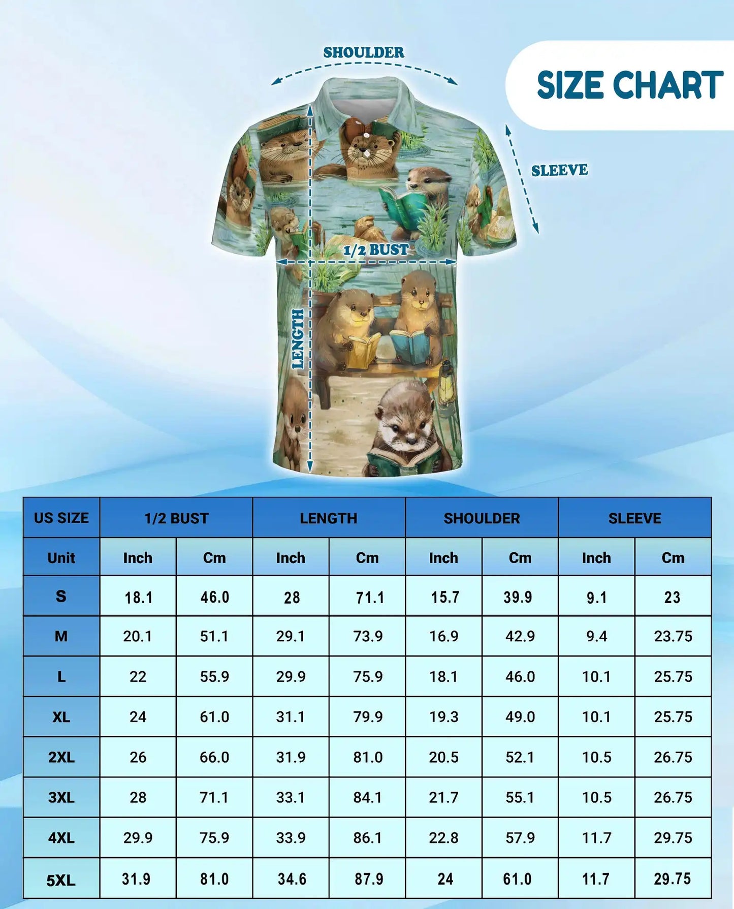 Cute Otter Reading Polo Shirt - Cozy Book Lover Animal Style | Azhawaiian