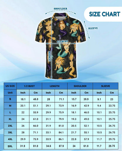Mermaid Polo Shirt, Ocean Fantasy Print | Azhawaiian