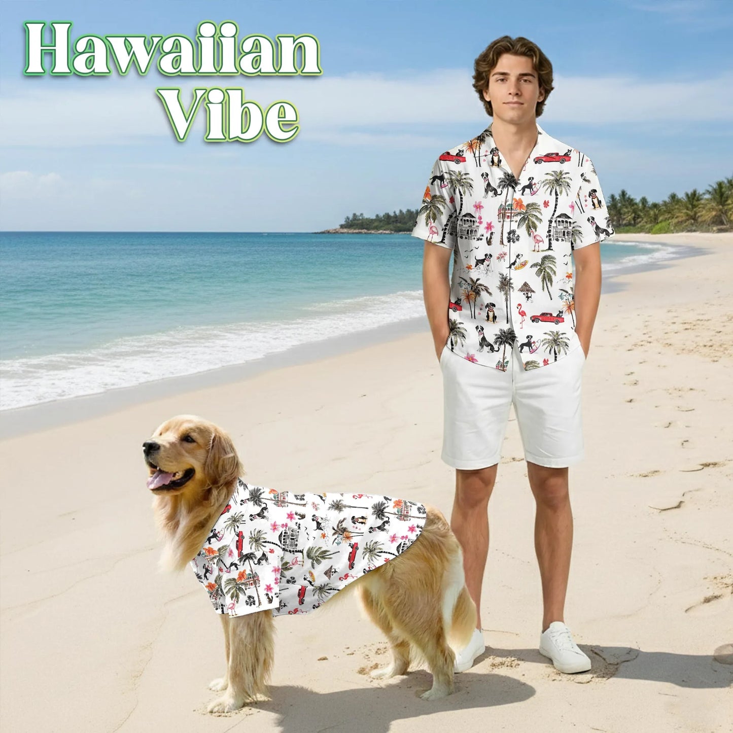 Coconut Rat Terrier Tree Flower Print Matching Dog Owner Hawaiian Shirts, Pet Aloha Shirt - Azhawaiian