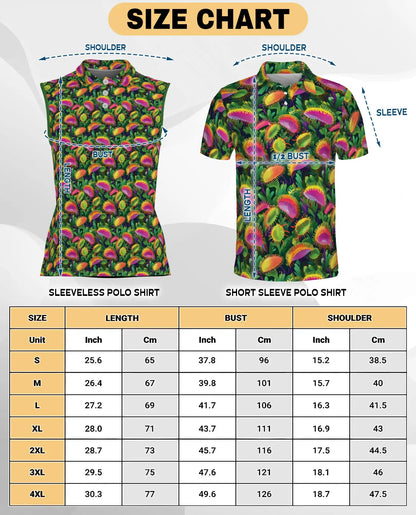 Venus Flytrap Sleeveless Polo Shirt for Women, Exotic Botanical Plant Style | Azhawaiian