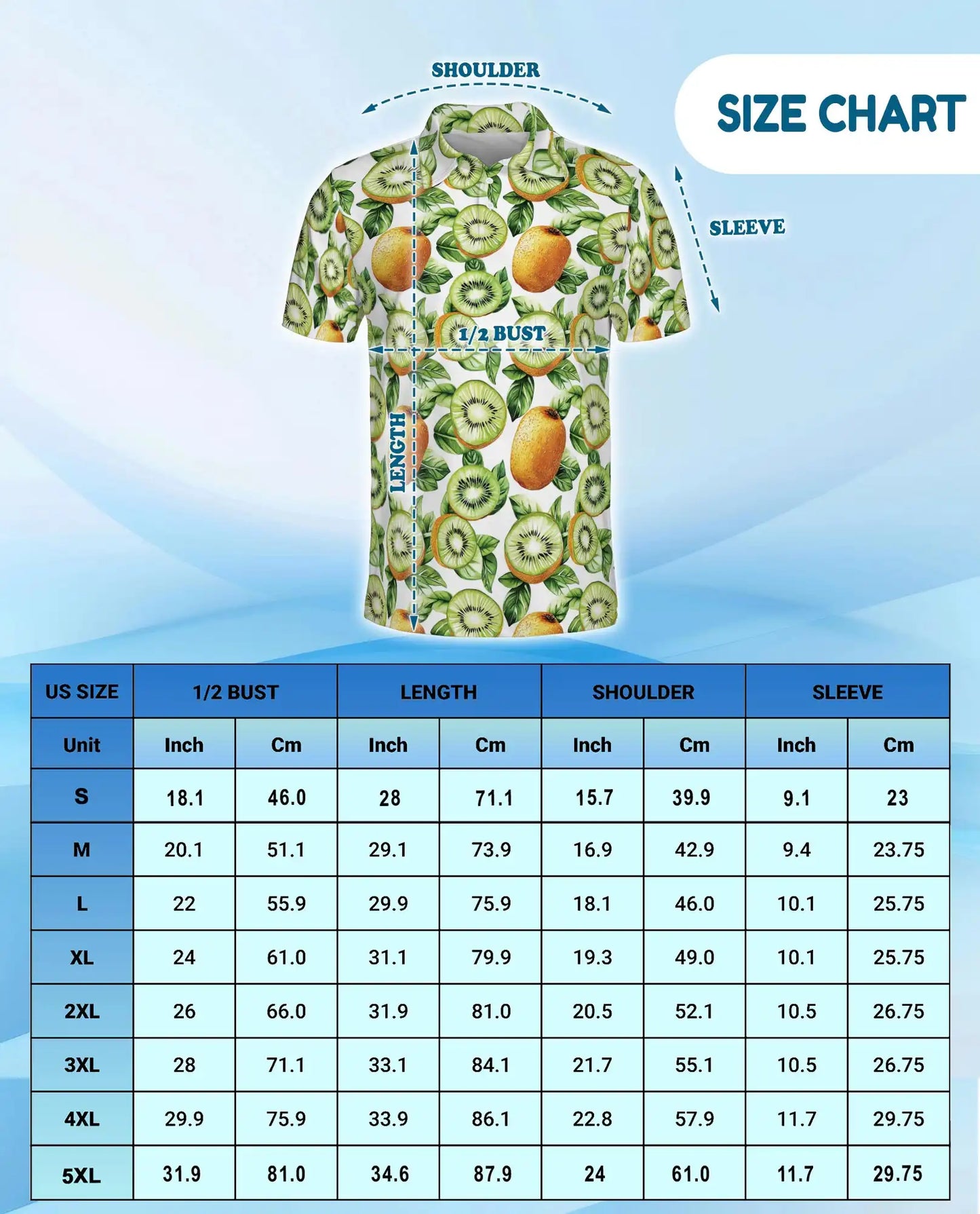 Kiwi Fruit Polo Shirt - Tropical Botanical Summer Style | Azhawaiian