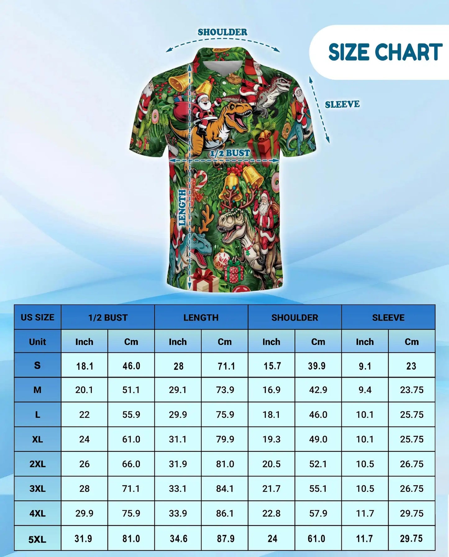 Christmas Dinosaur 3D Polo Shirt for Men, Funny Santa T Rex Holiday Style | Azhawaiian