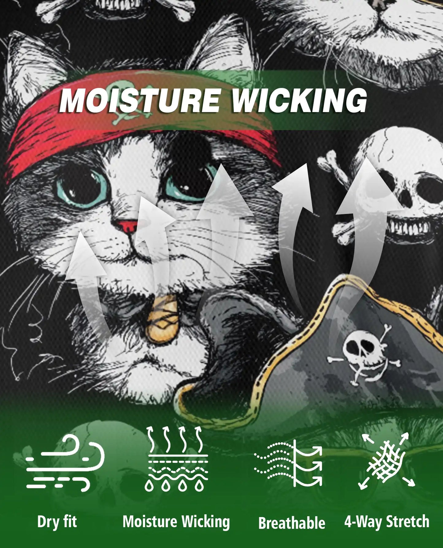 Pirate Cat 3D Polo Shirt for Men, Funny Skull Kitty Style | Azhawaiian