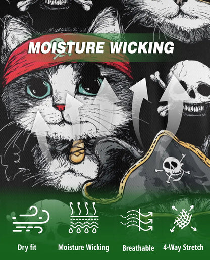 Pirate Cat 3D Polo Shirt for Men, Funny Skull Kitty Style | Azhawaiian