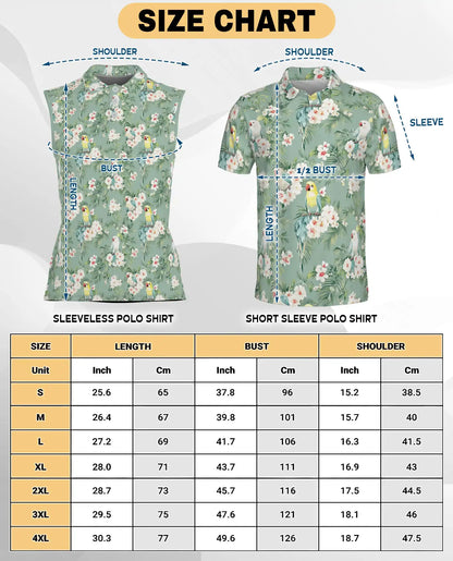 Vintage Tropical Parrot Sleeveless Polo Shirt for Women, Retro Bird Summer Style | Azhawaiian
