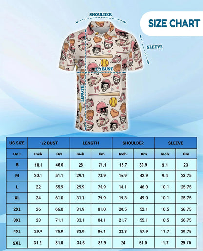 Baseball Aesthetic Pattern Polo Shirt for Men, Vintage Sports Style | Azhawaiian