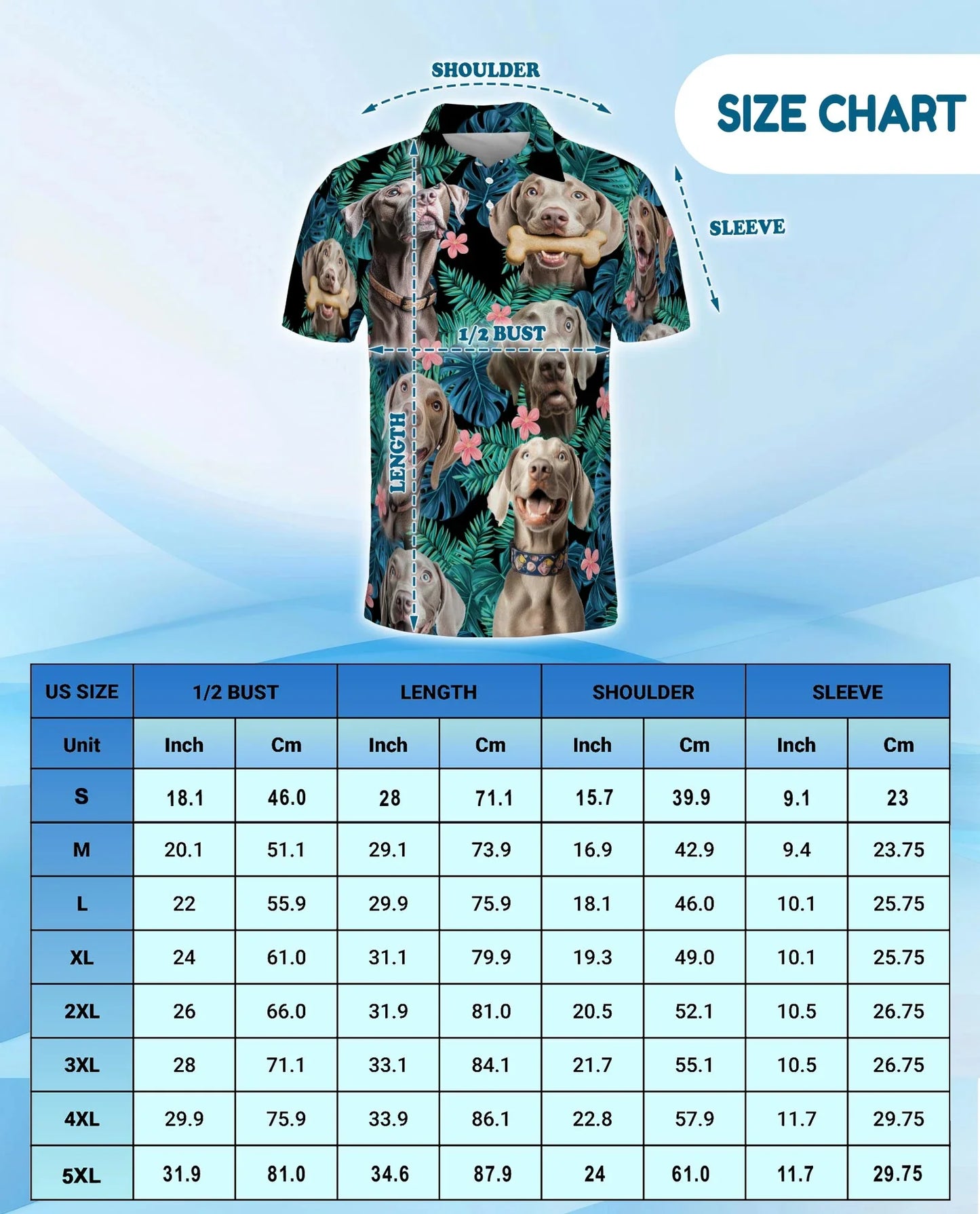 Weimaraner Tropical Pattern Polo Shirt for Men, Dog Lover Style | Azhawaiian