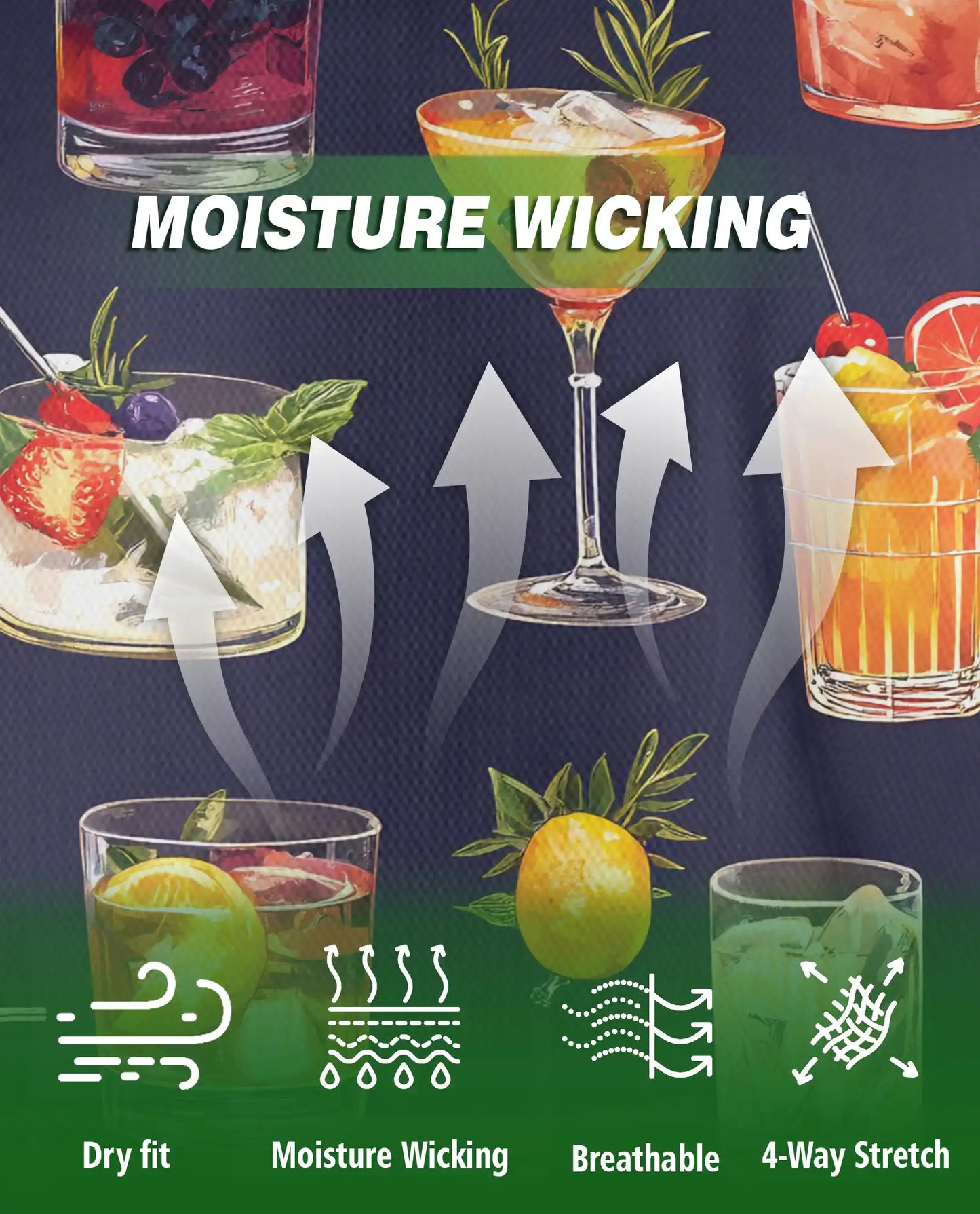 Cocktail Print Polo Shirt, Summer Drink Party Style | Azhawaiian