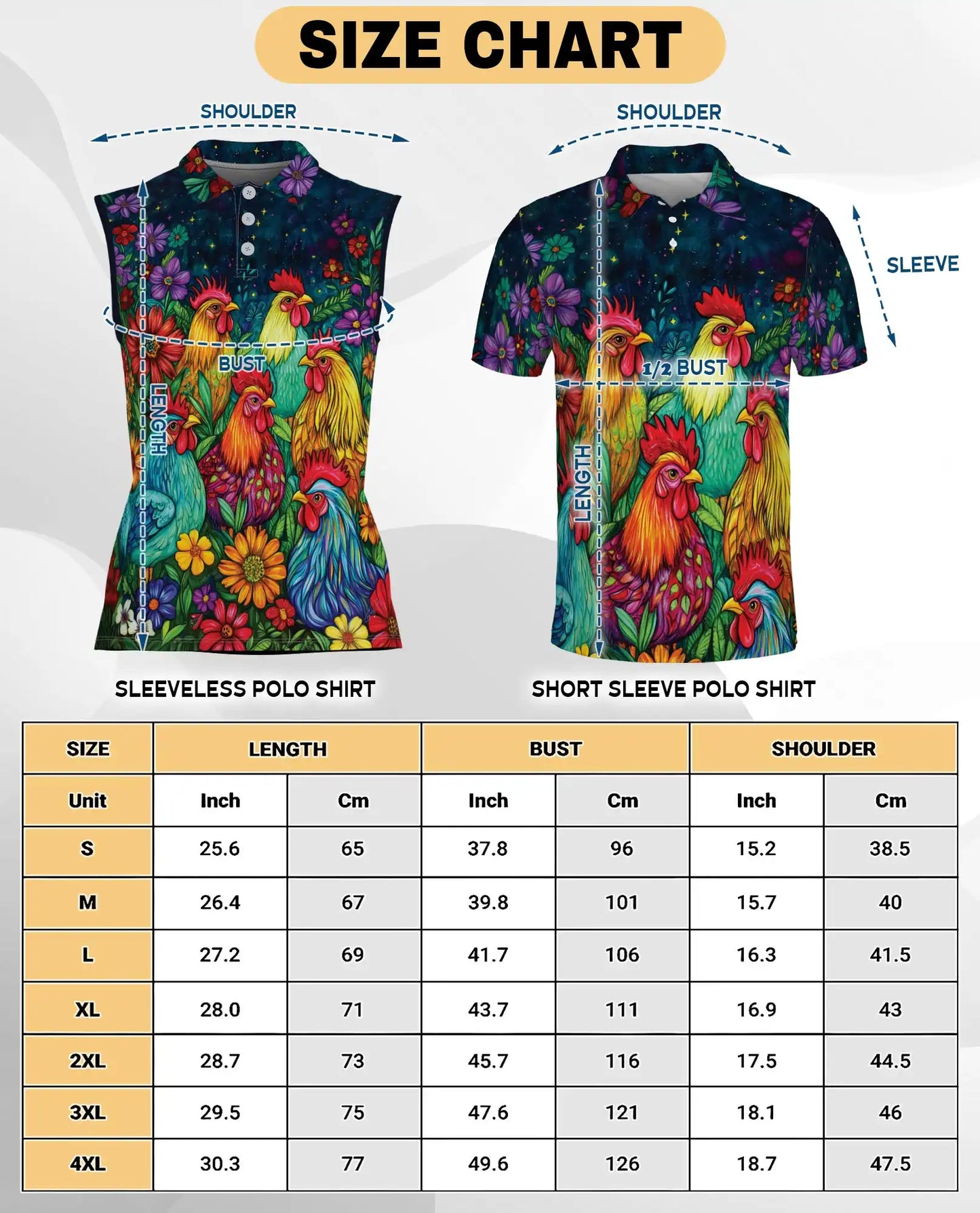 Colorful Chicken Farm Summer Sleeveless Polo Shirt for Women  | Azhawaiian