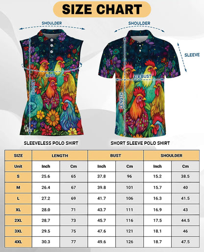 Colorful Chicken Farm Summer Sleeveless Polo Shirt for Women  | Azhawaiian