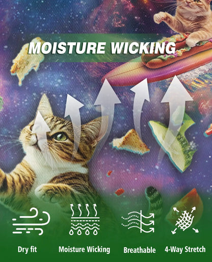 Space Cat Food 3D Polo Shirt for Men, Funny Cosmic Kitty Style | Azhawaiian