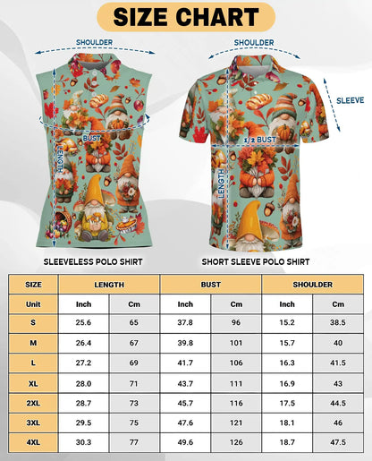 Autumn Harvest Gnomes Sleeveless Polo Shirt for Women | Azhawaiian