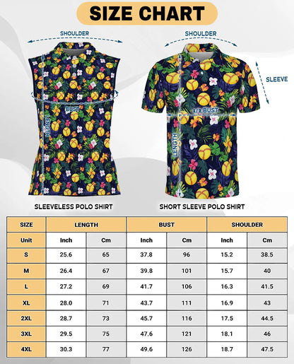 Softball Simple Floral Sleeveless Polo Shirt for Women, Sporty Flower Style | Azhawaiian