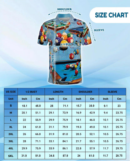 Billiards Pool Polo Shirt - Cue Sports Design | Azhawaiian