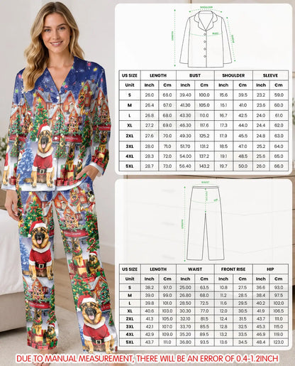 German Shepherd Christmas Pajama Set for Women – Santa Dog Print