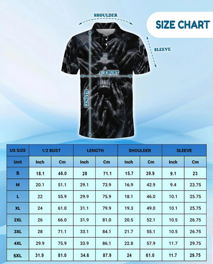 Dark Skull Horror Polo Shirt - Gothic Nightmare Style | Azhawaiian
