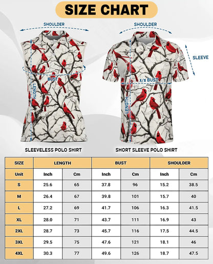 Red Cardinals Sleeveless Polo Shirt for Women, Elegant Bird Nature Style | Azhawaiian