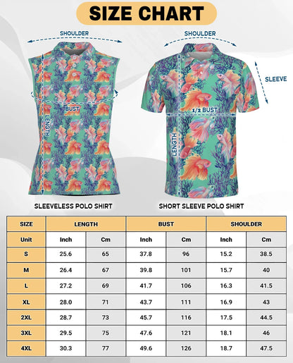 Golden Fish Sleeveless Polo Shirt for Women | Azhawaiian