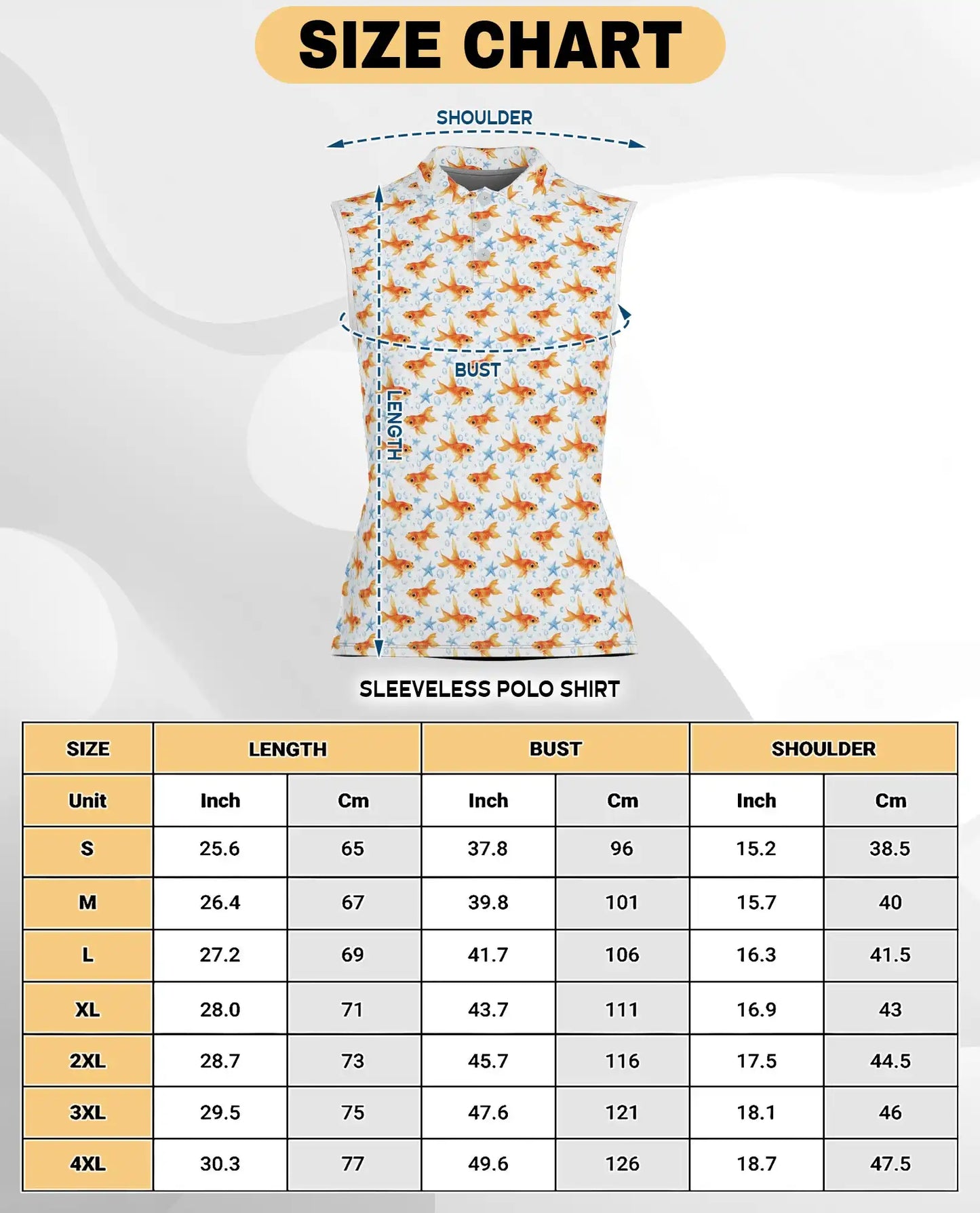 Goldfish And Seahorses Sleeveless Polo Shirt for Wome | Azhawaiian