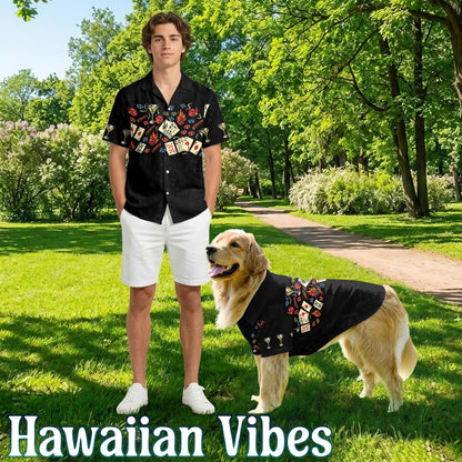 Poker Theme Matching Dog Owner Hawaiian Shirts, Funny Pet Aloha Shirt for Beach Vacation - Azhawaiian