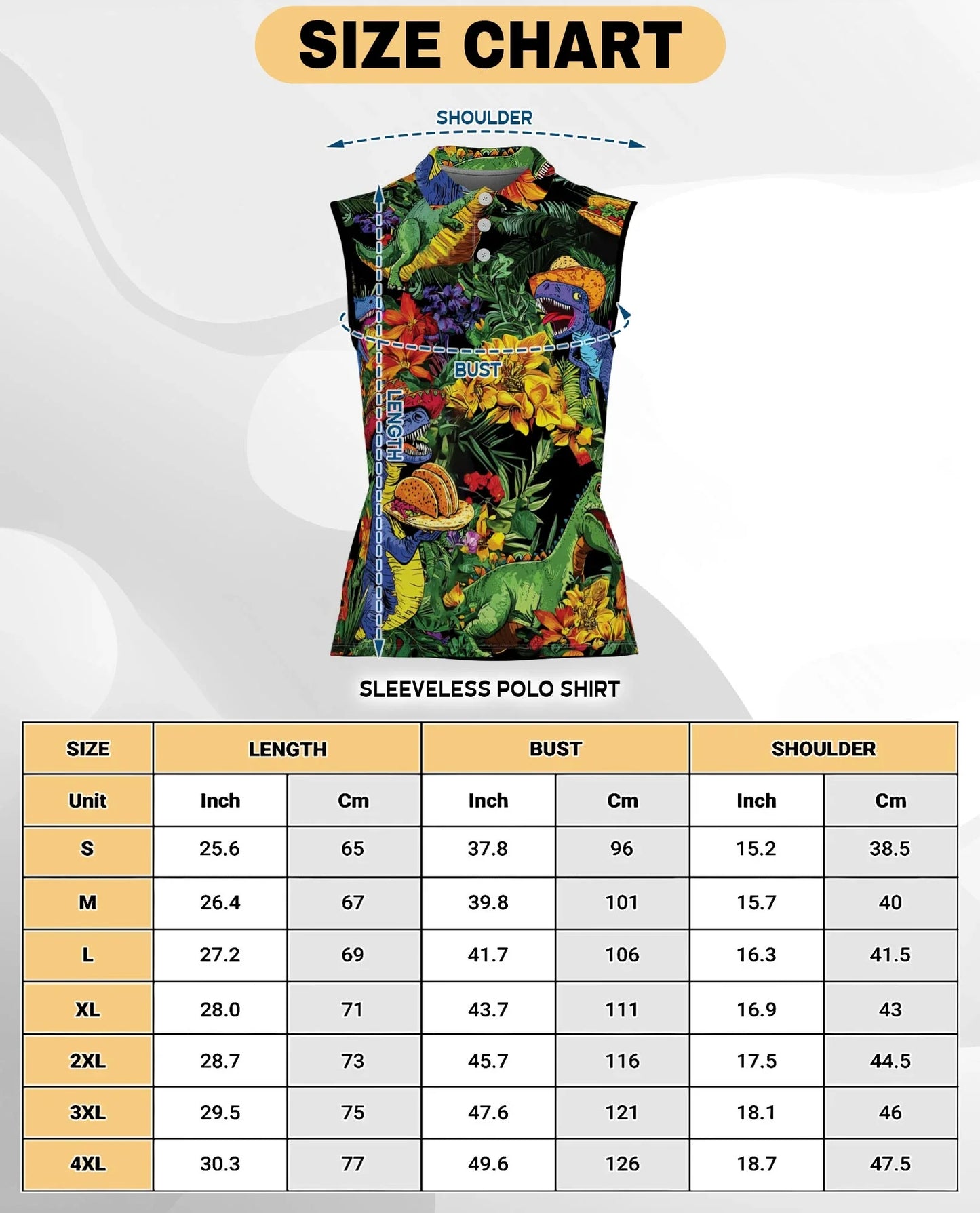 Taco T-Rex Sleeveless Polo Shirt for Women | Azhawaiian