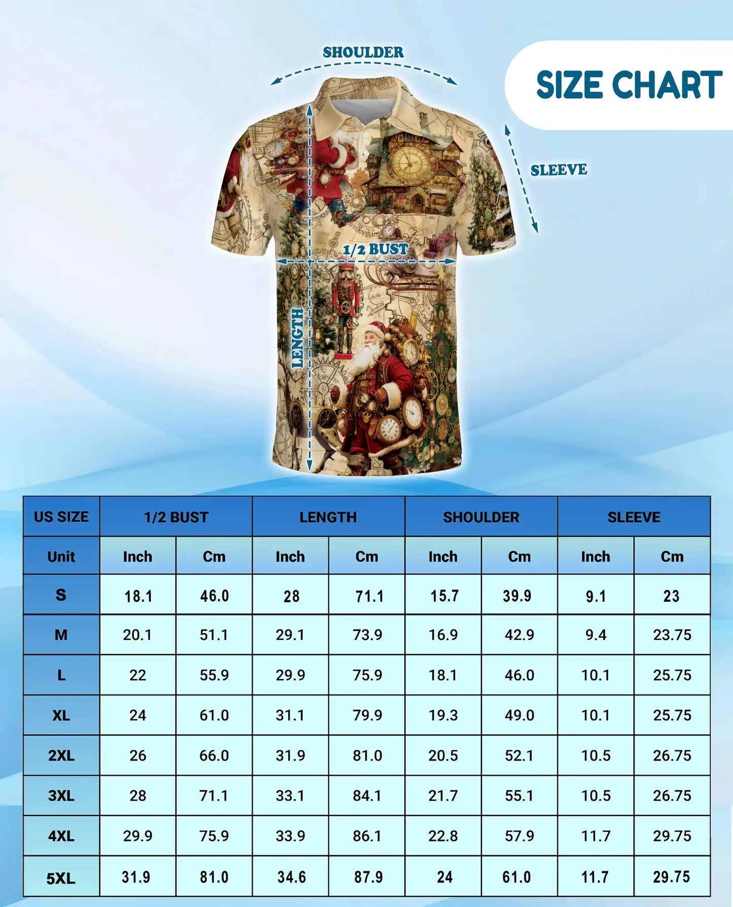 Christmas Holiday Santa Polo Shirt for Men, Festive Winter Design | Azhawaiian