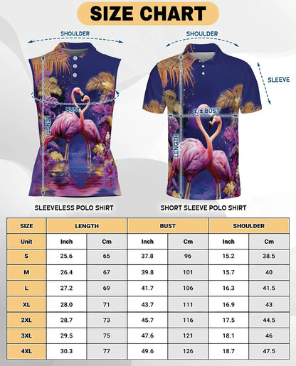 Tropical Pair of Pink Flamingos Sleeveless Polo Shirt for Women | Azhawaiian