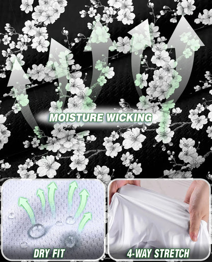 Black and White Floral Pattern Sleeveless Polo Shirt for Women | Azhawaiian