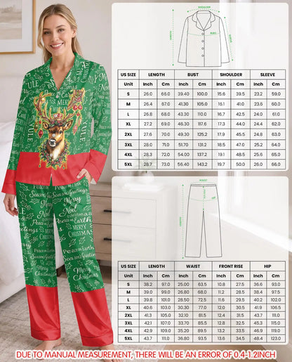 Reindeer Christmas Pajama Set for Women, Classic Holiday Sleepwear