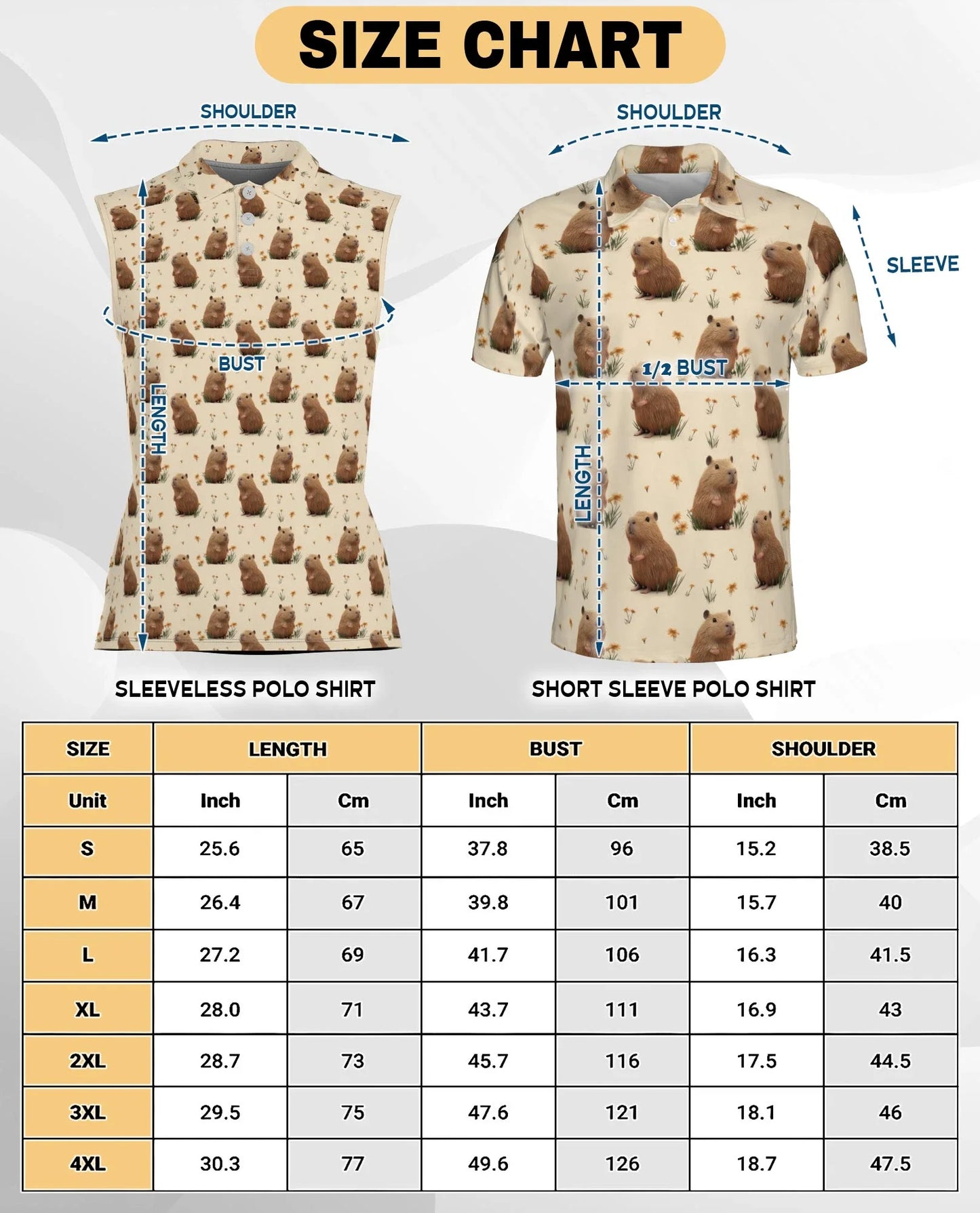 Capybara Pattern Sleeveless Polo Shirt for Women