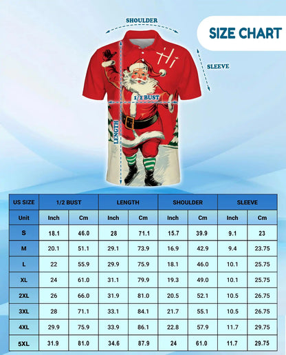 Santa Polo Shirt for Men, Christmas Holiday Festive Tee | Azhawaiian