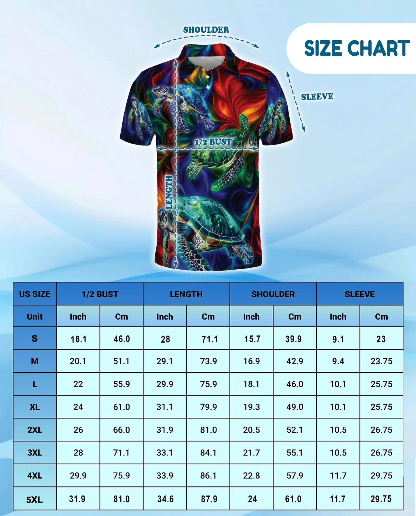 Vibrant Sea Turtle Polo Shirt for Men, Colorful Ocean Design | Azhawaiian