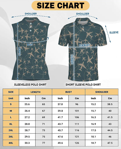 Airplane Sleeveless Polo Shirt for Women, Travel Lover Style | Azhawaiian