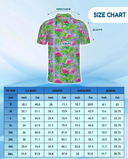 Pink Flamingo Polo Shirt - Tropical Garden Resort Style | Azhawaiian