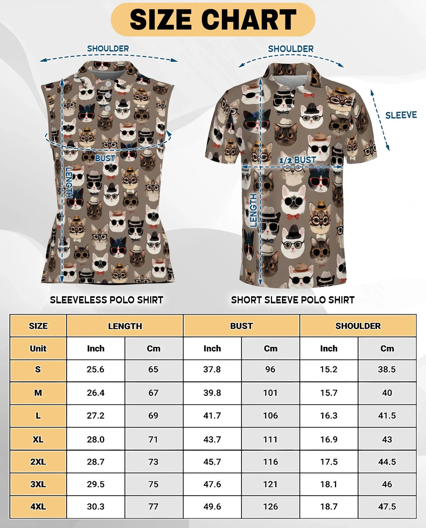 Fashion Cats Sleeveless Polo Shirt for Women, Stylish Cat Lover Style | Azhawaiian