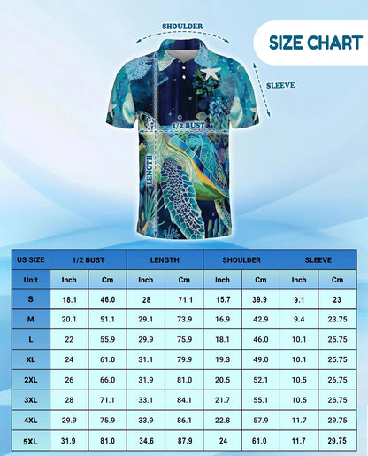 Sea Turtle Polo Shirt - Tropical Ocean Marine Life Coastal Design | Azhawaiian