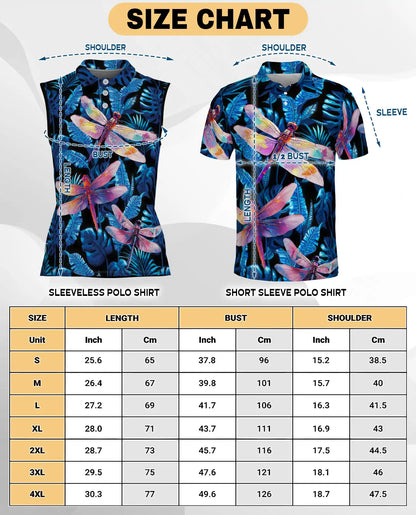 Amazing Dragonfly Blue Tropical Sleeveless Polo Shirt for Women | Azhawaiian